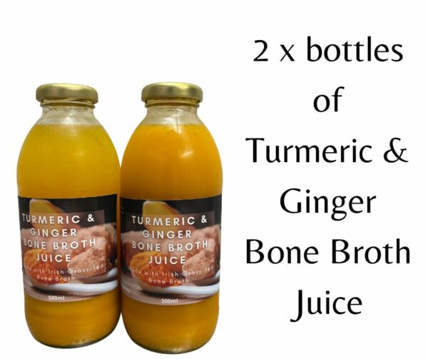 Turmeric & Ginger Bone Broth Juice x 2, Natural Bone Broth Turmeric Juice